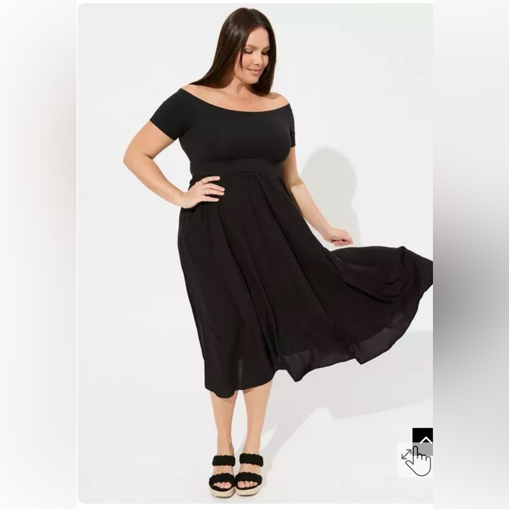 Torrid Black Off-Shoulder Midi Dress